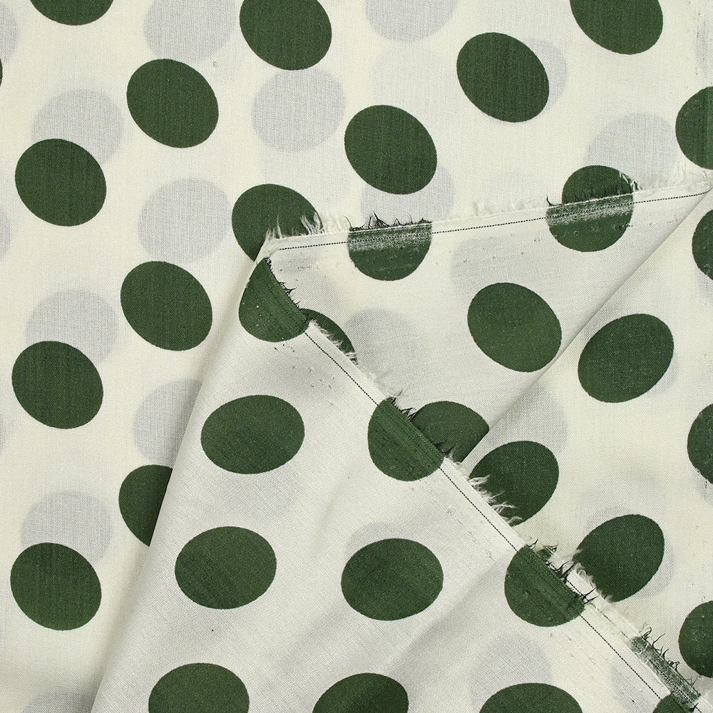 Viscose imprimée à pois kaki fond blanc cassé - Image 4