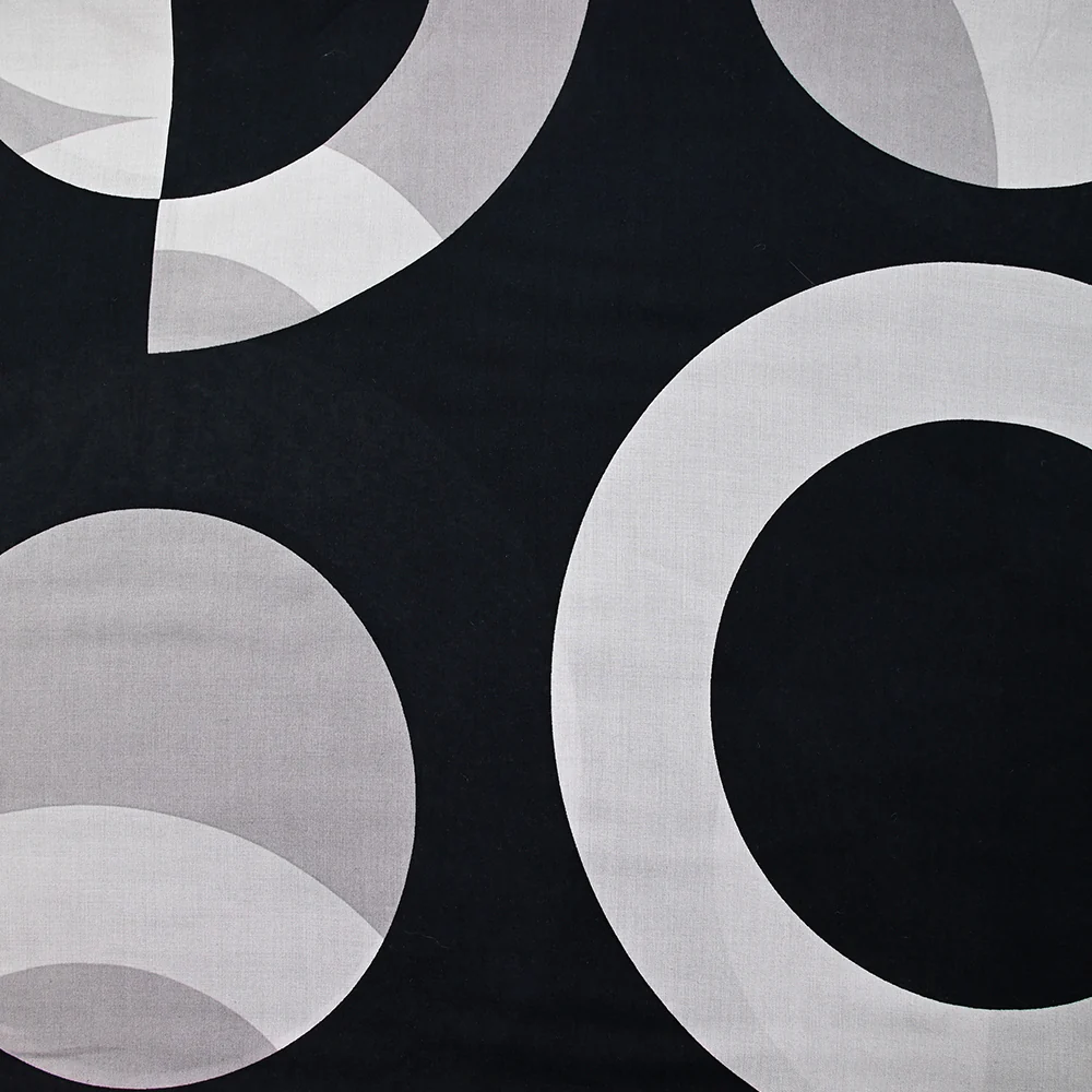 Viscose imprimée cercle gris fond noir