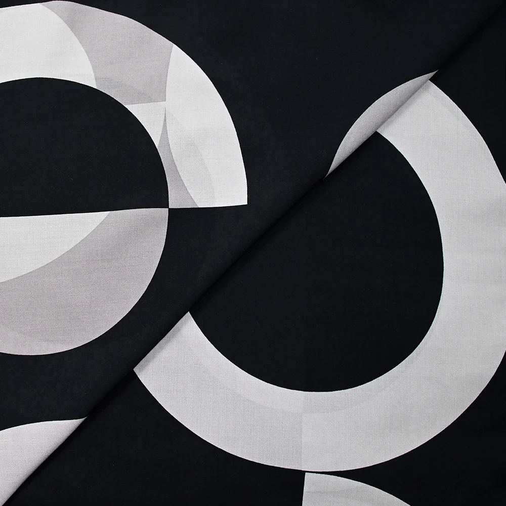 Viscose imprimée cercle gris fond noir - Image 4