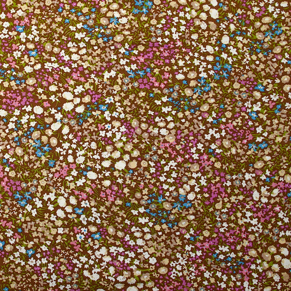 Viscose imprimée fleurs Meryl fond marron