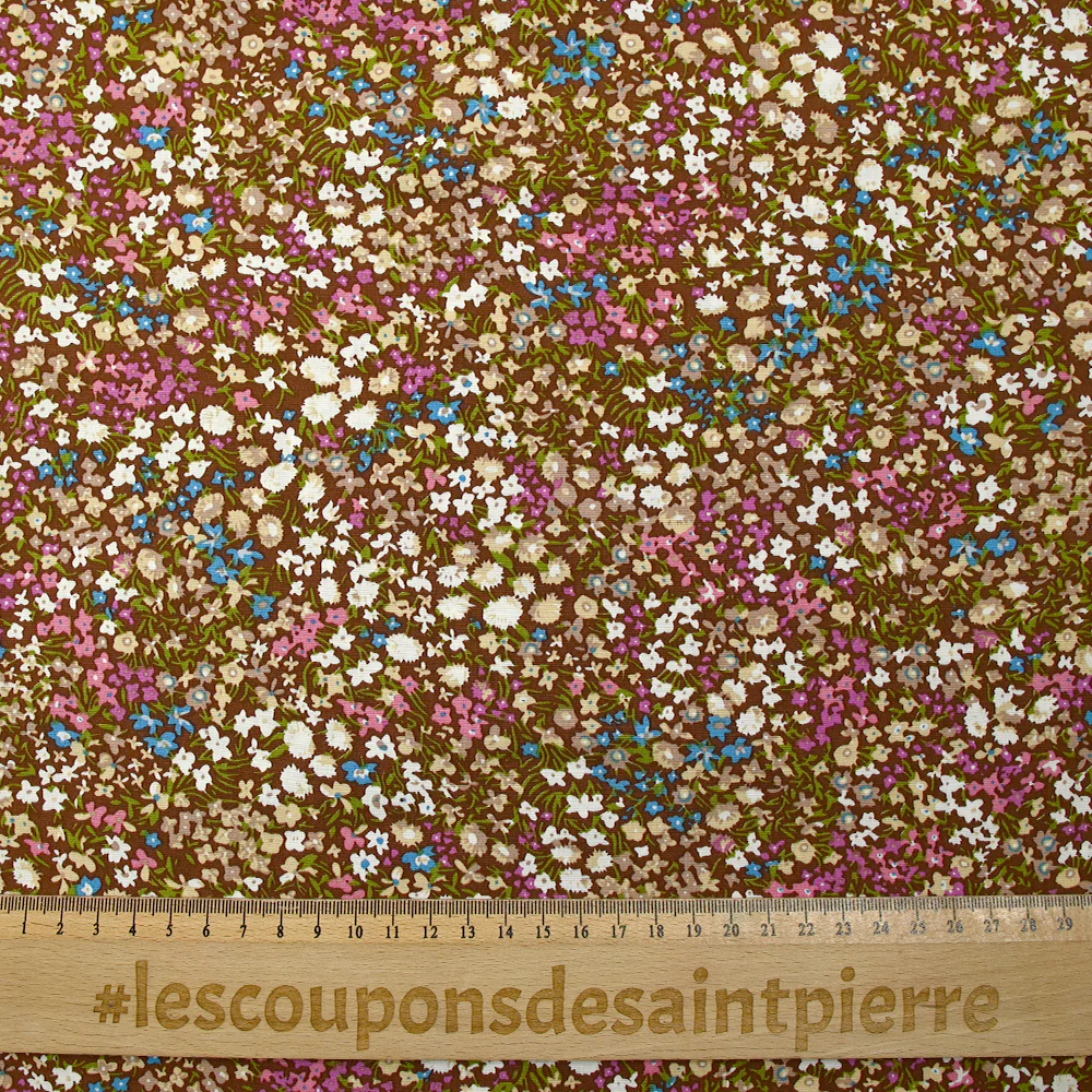 Viscose imprimée fleurs Meryl fond marron - Image 3