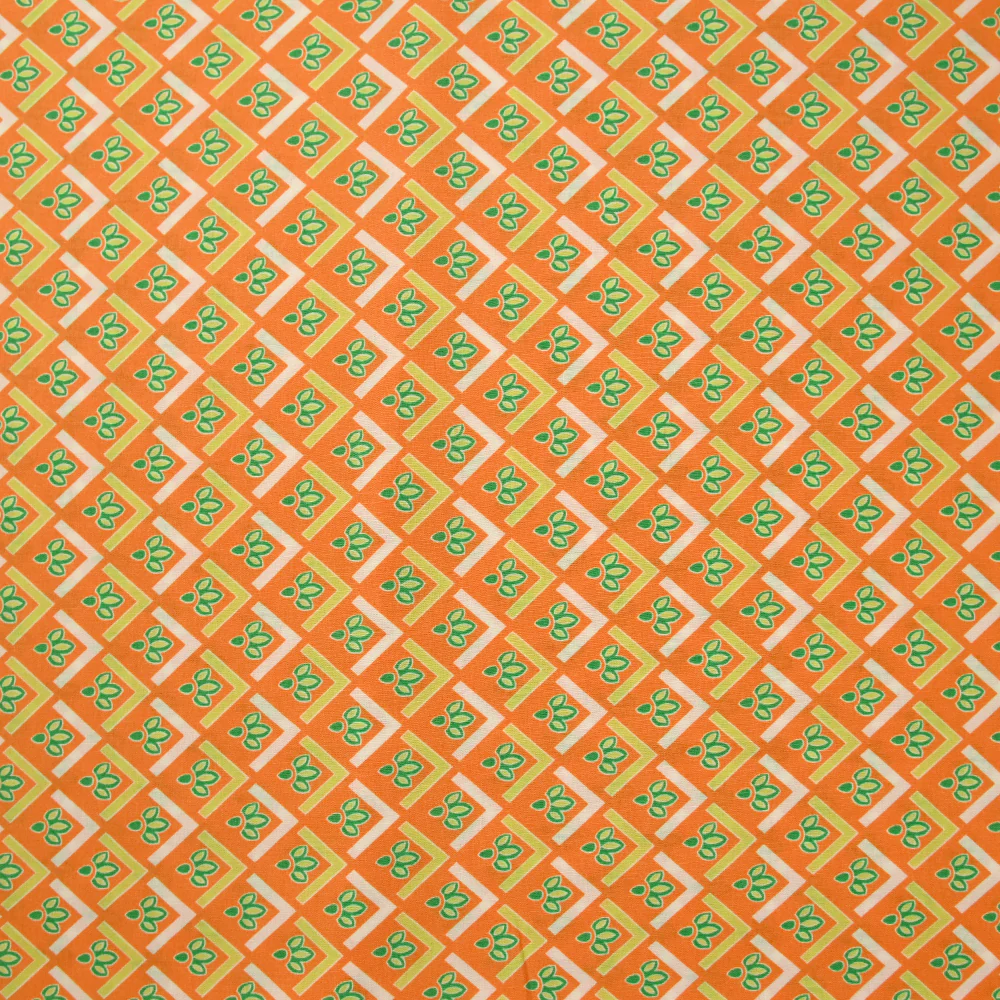 Viscose imprimée la pointe écrue fond orange