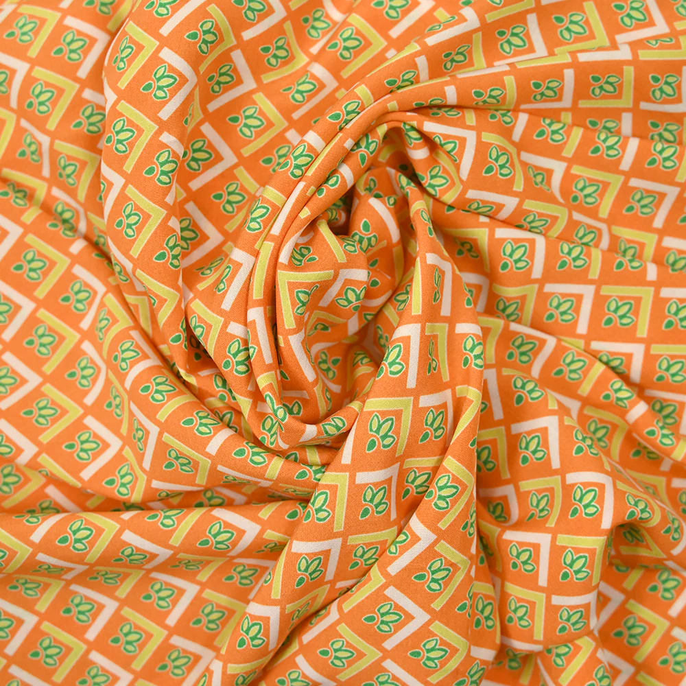 Viscose imprimée la pointe écrue fond orange - Image 2