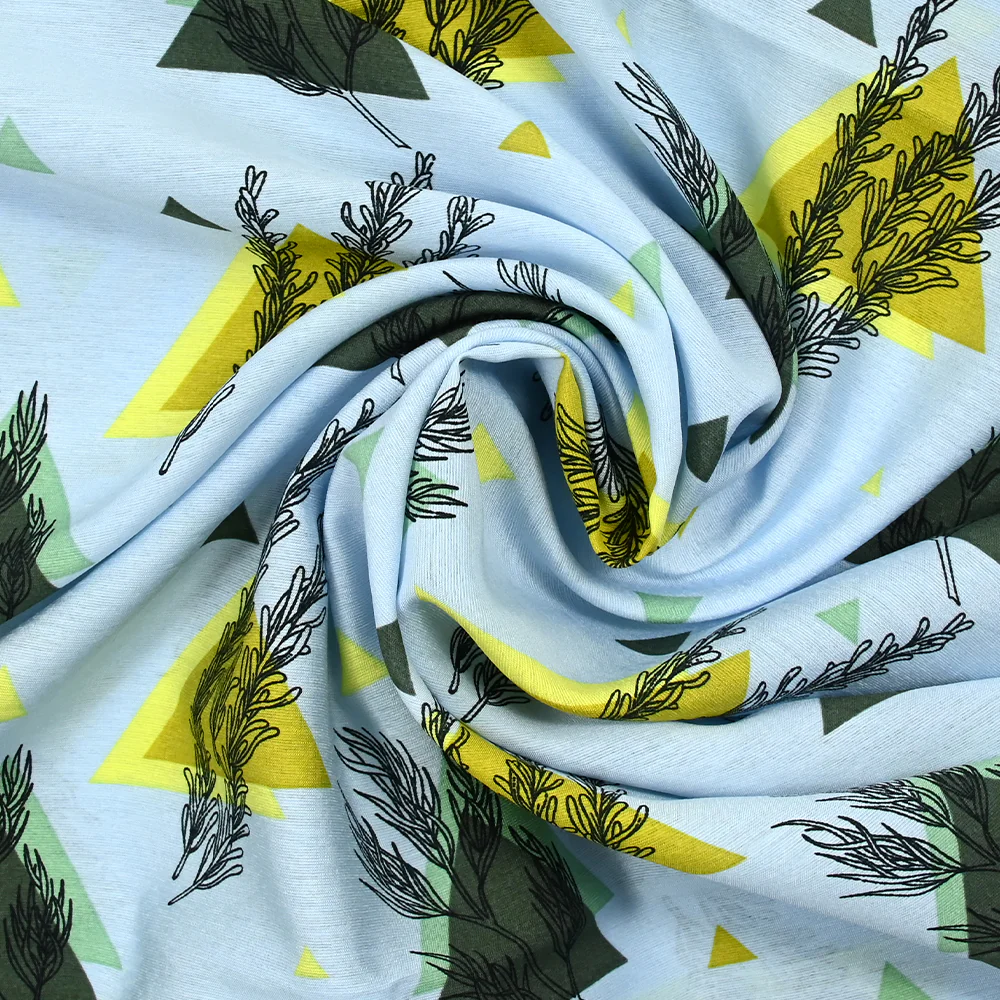 Viscose imprimée légère tiges graphiques fond bleu ciel - Image 2