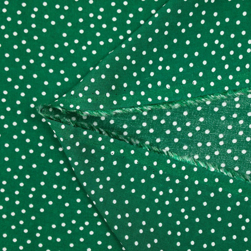 Viscose imprimée pois fond vert gazon - Image 4