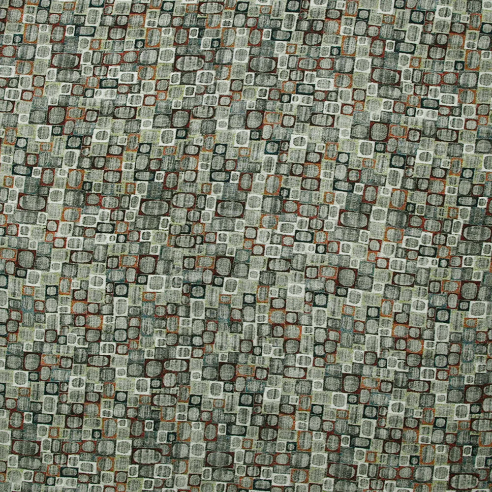Viscose imprimée rétro bleu et marron