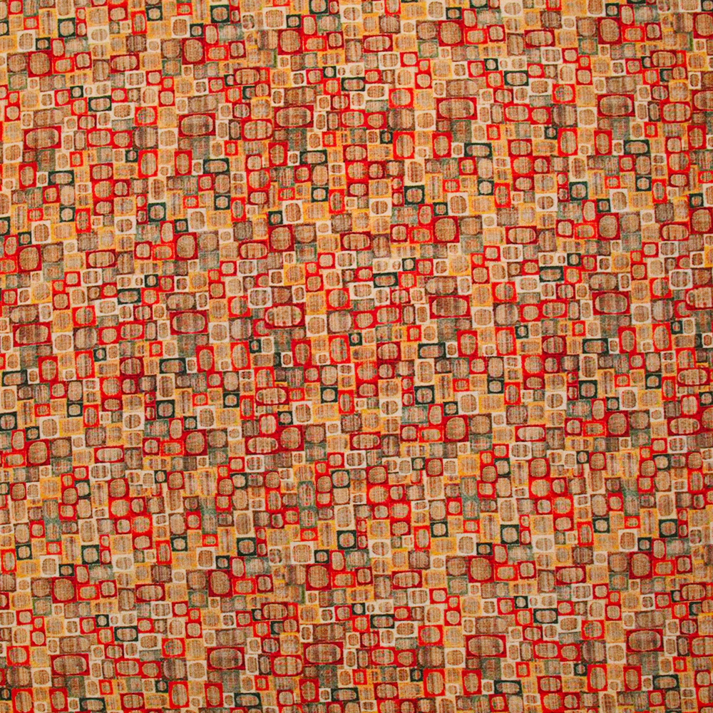 Viscose imprimée rétro rouge et jaune