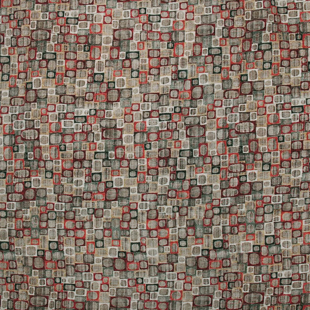 Viscose imprimée rétro rouge et vert