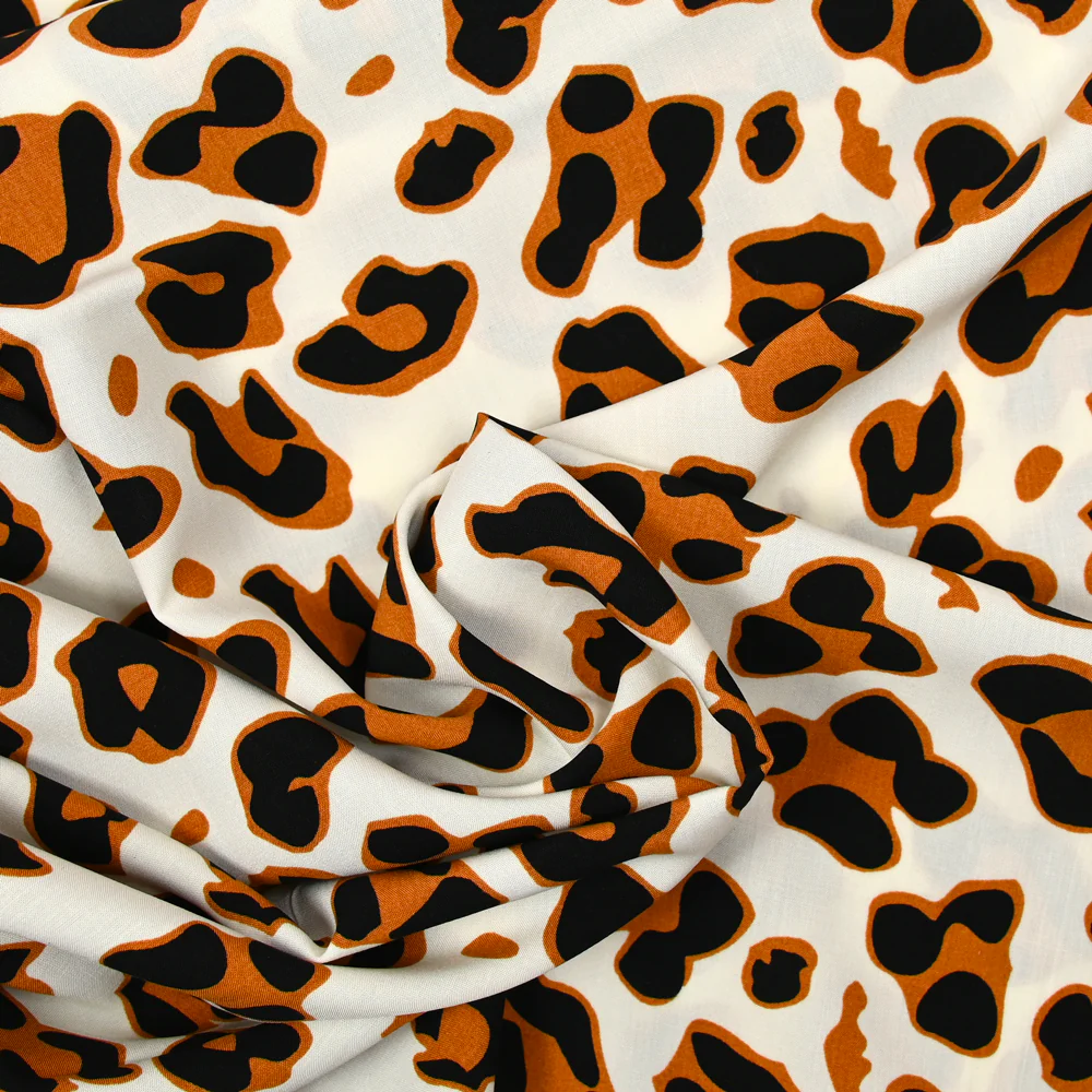 Viscose imprimée savane camel et noir fond écru - Image 2