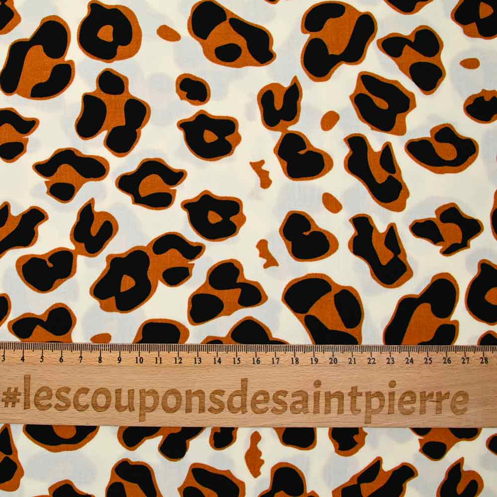 Viscose imprimée savane camel et noir fond écru - Image 3