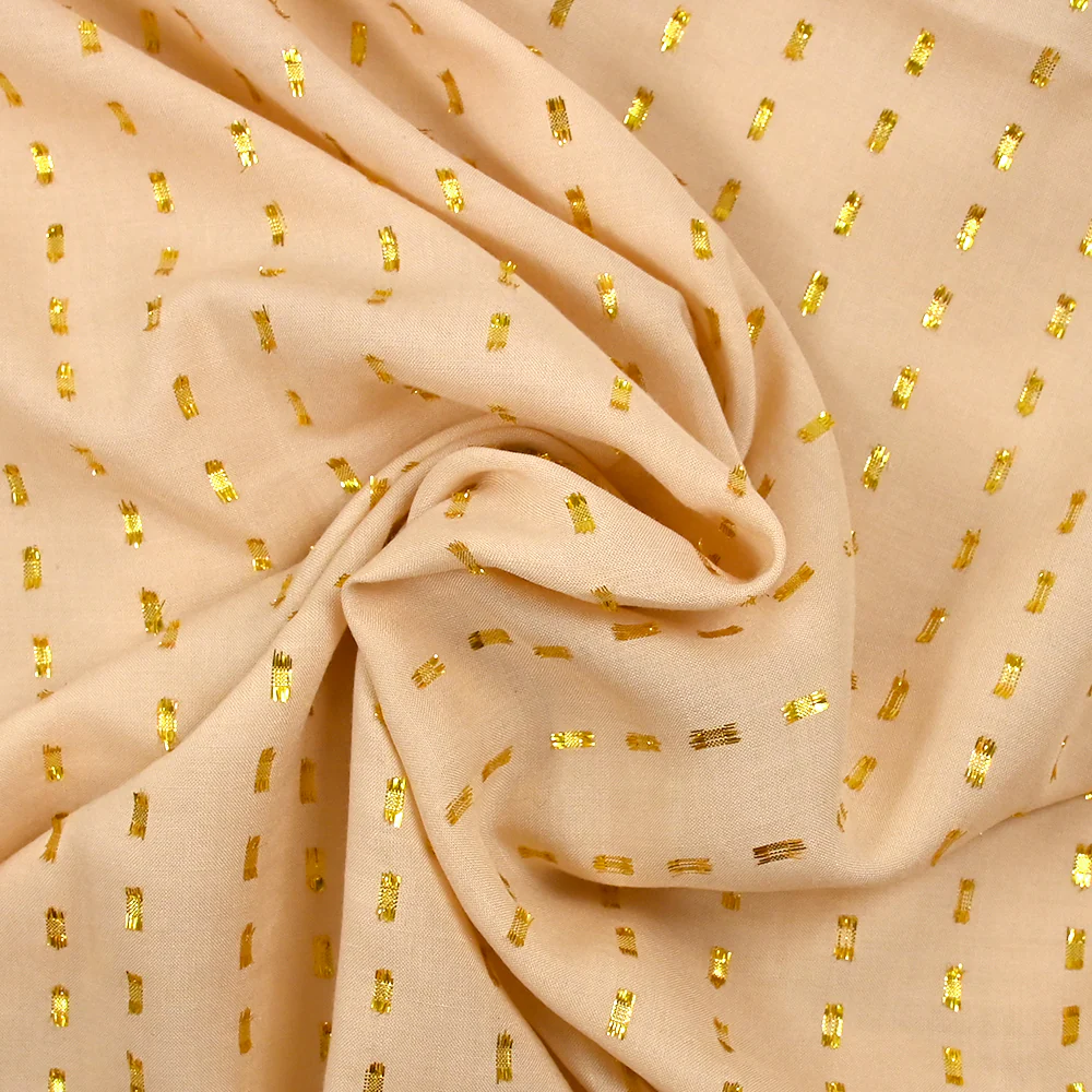 Viscose plumetis Lurex doré fond beige - Image 2
