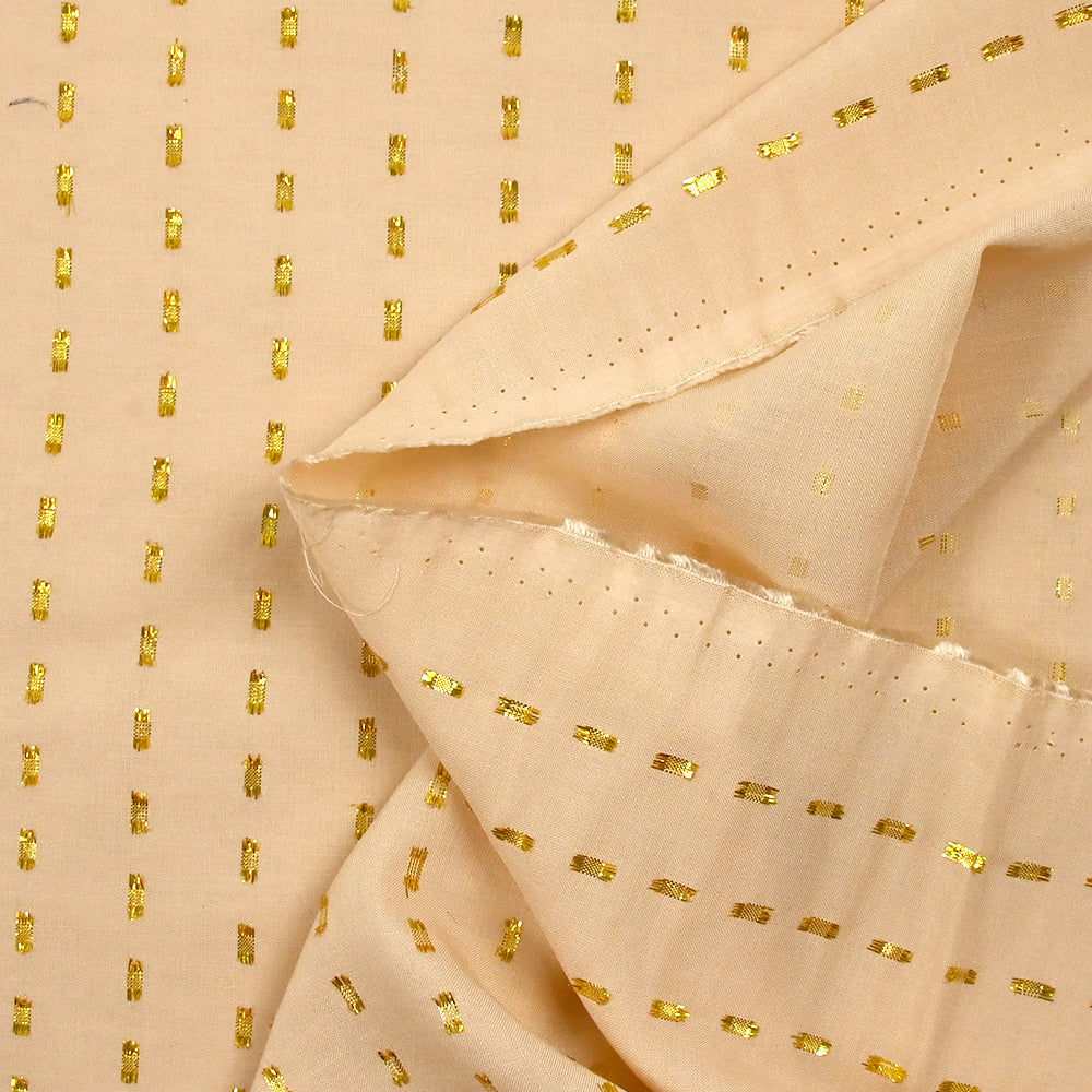 Viscose plumetis Lurex doré fond beige - Image 5