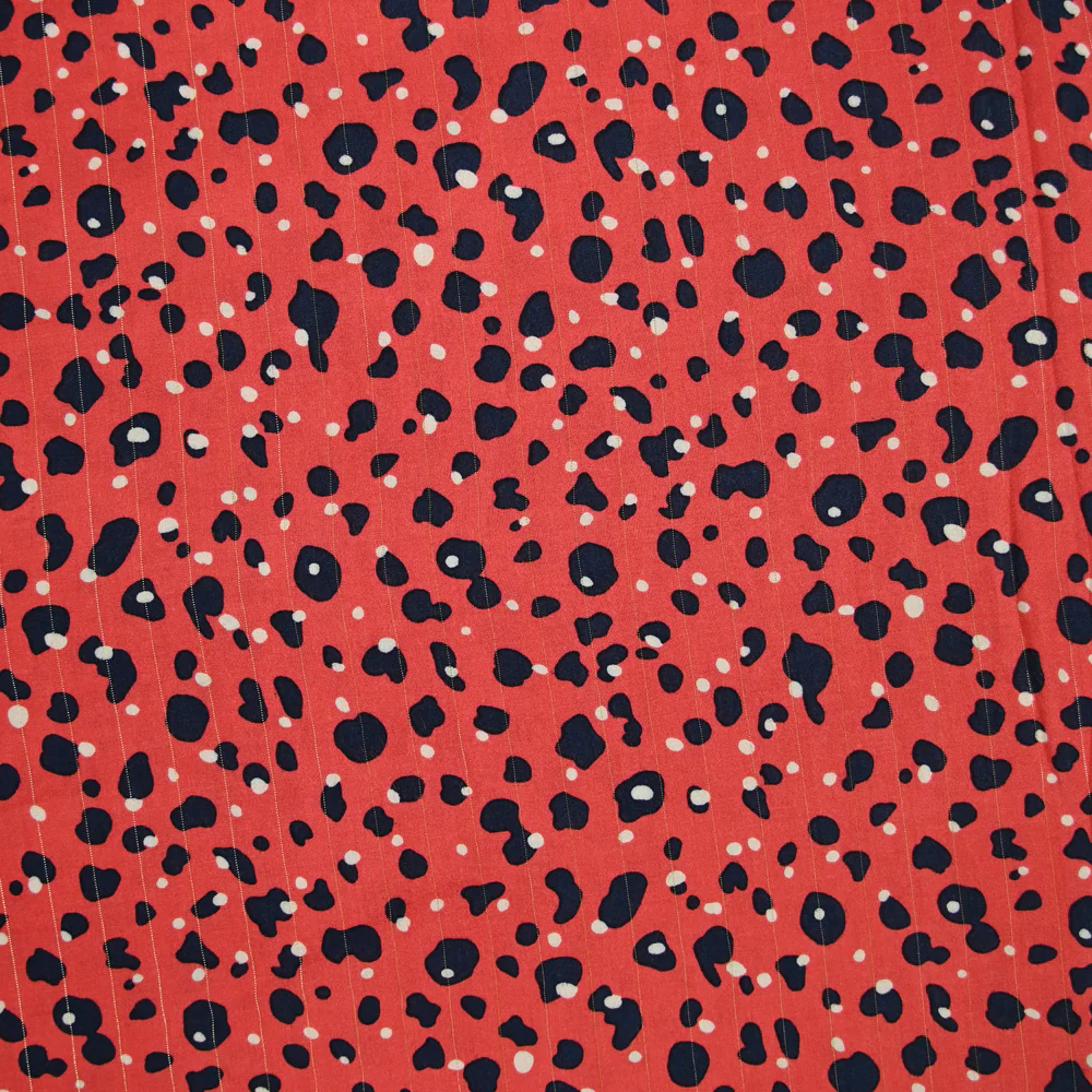 Viscose rayé lurex sauvage fond rouge