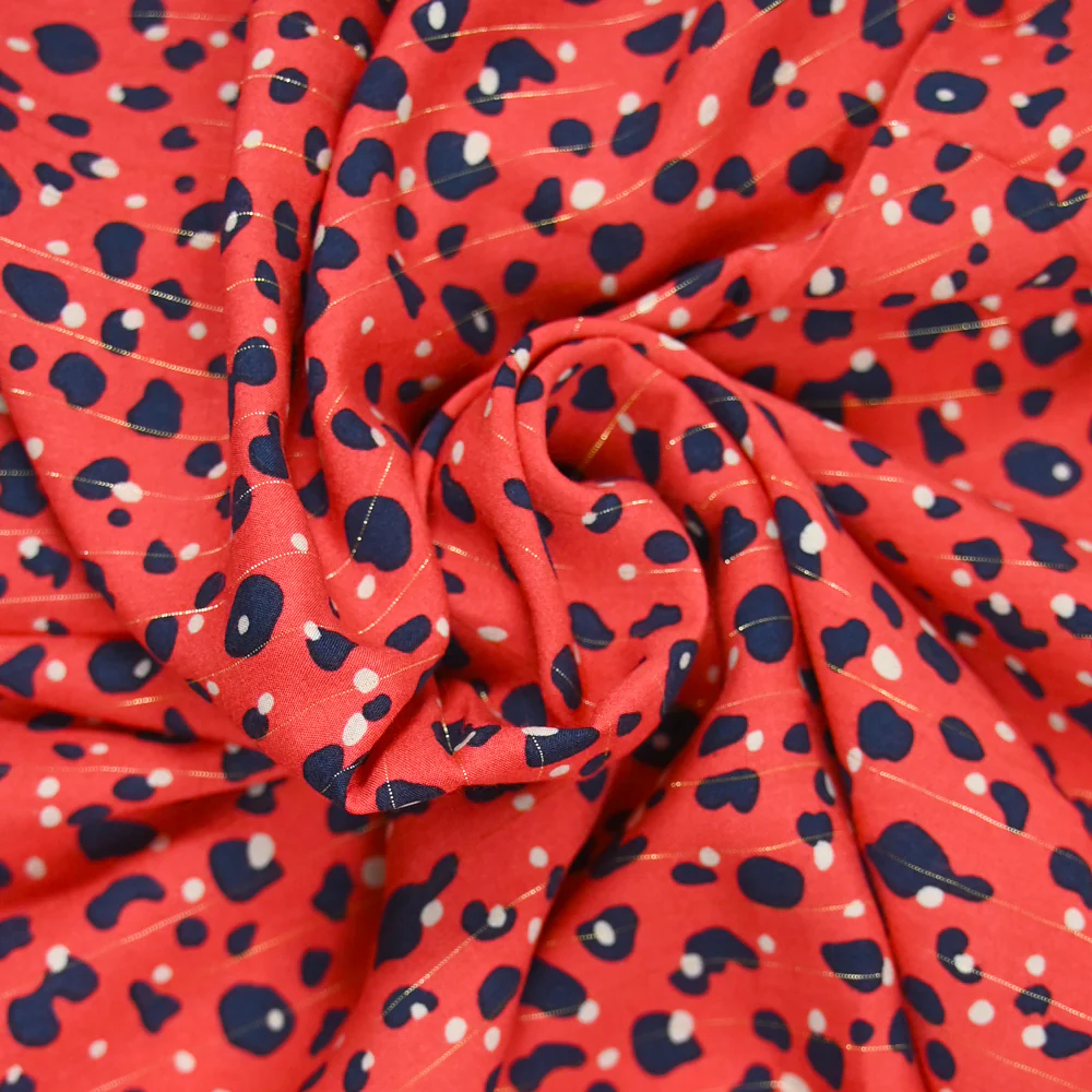Viscose rayé lurex sauvage fond rouge - Image 2