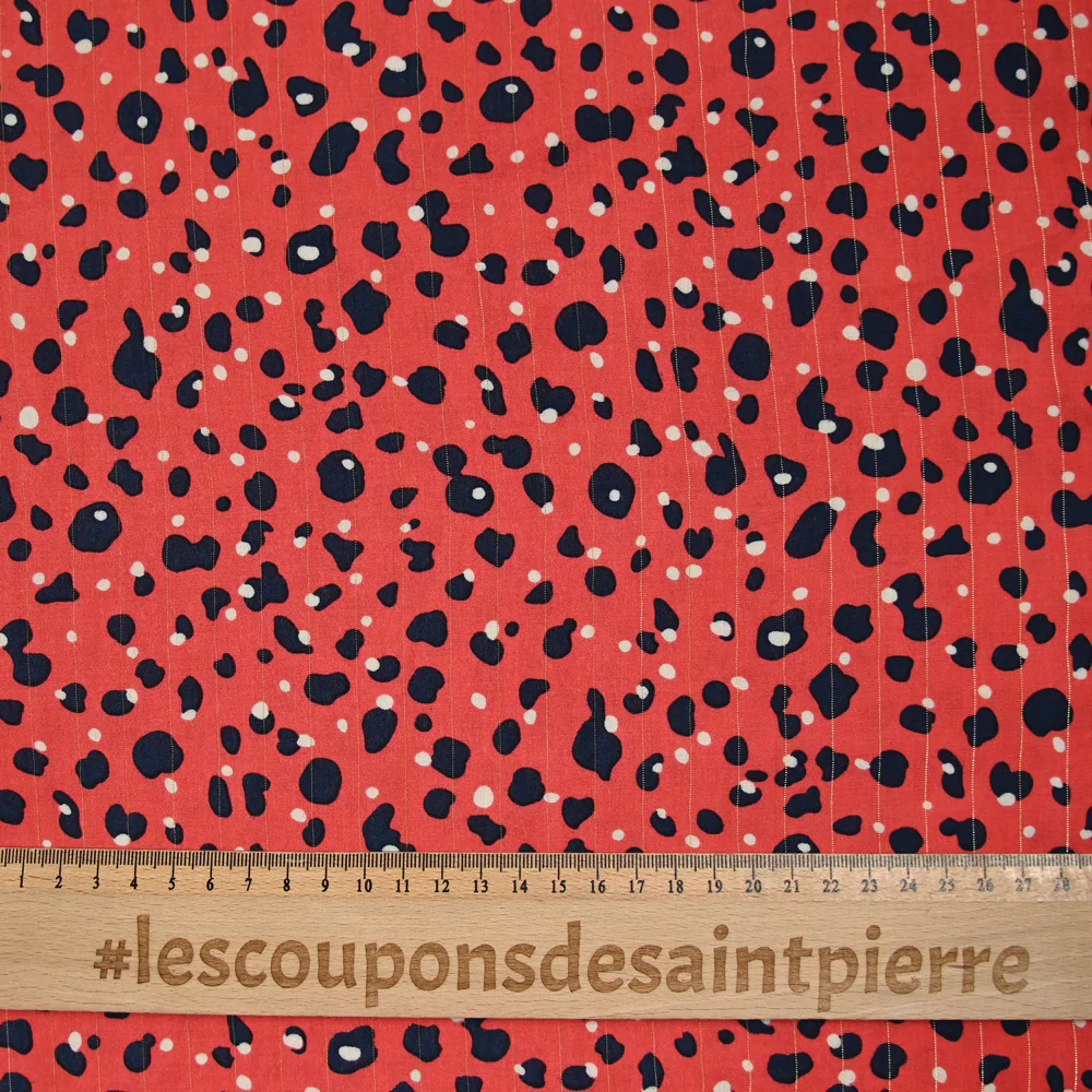 Viscose rayé lurex sauvage fond rouge - Image 3