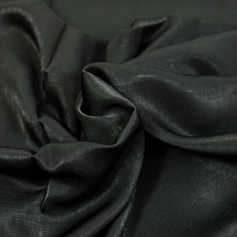 Viscose satinée doupionné noir - Image 2