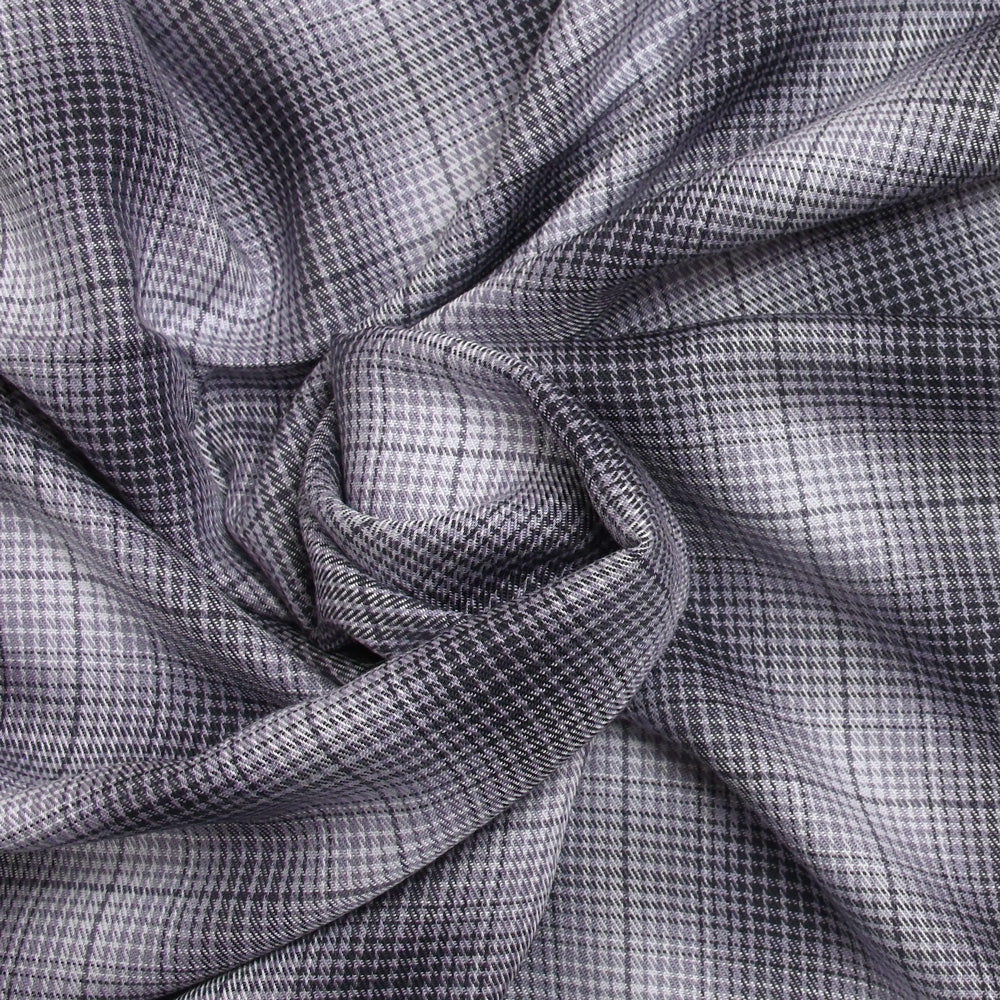 Viscose tissée teinte Laura à carreaux gris - Image 2