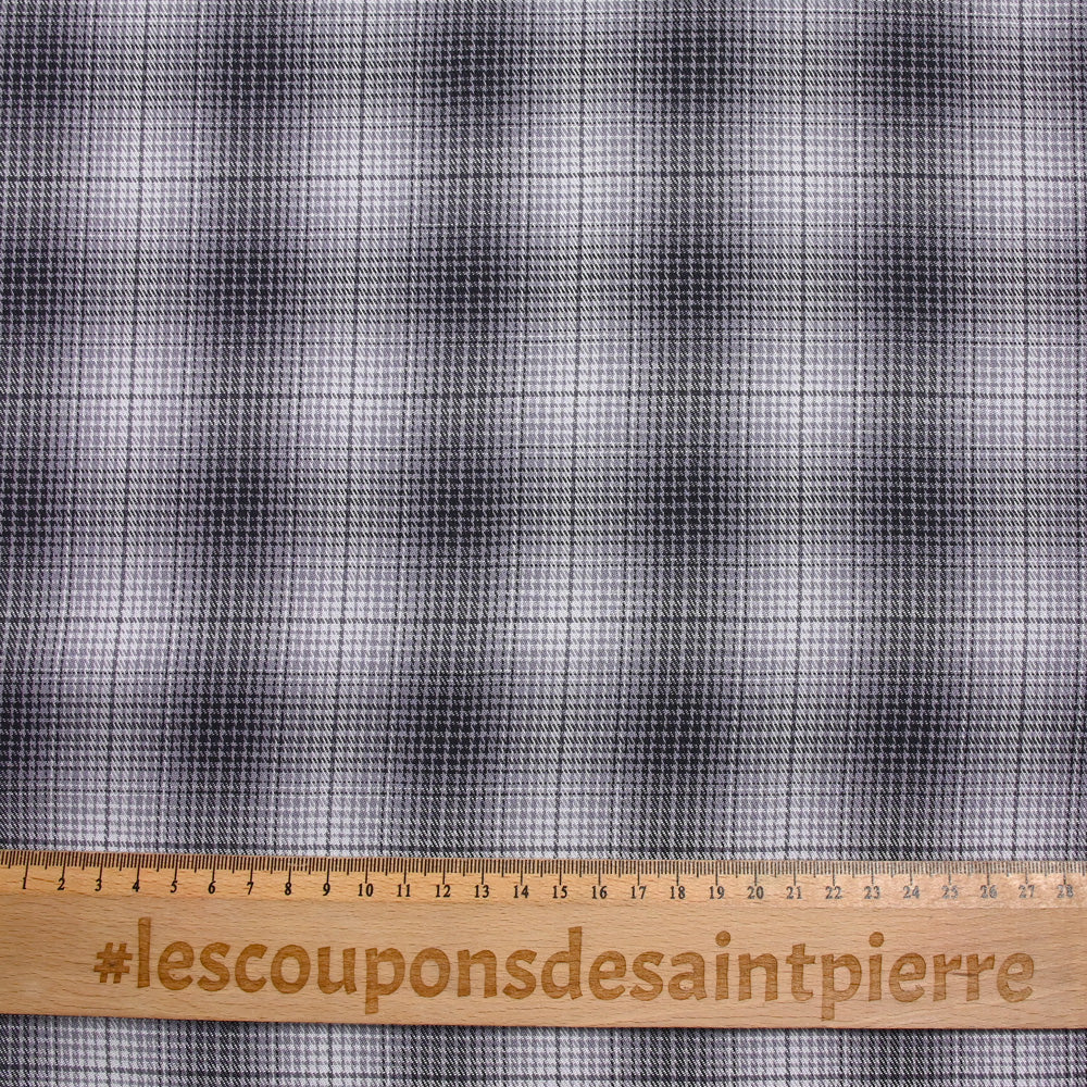 Viscose tissée teinte Laura à carreaux gris - Image 3