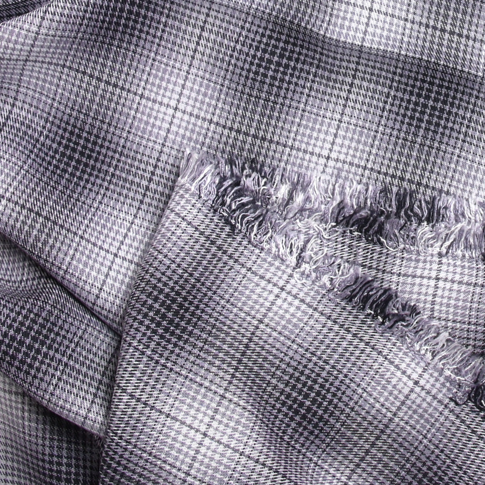 Viscose tissée teinte Laura à carreaux gris - Image 4
