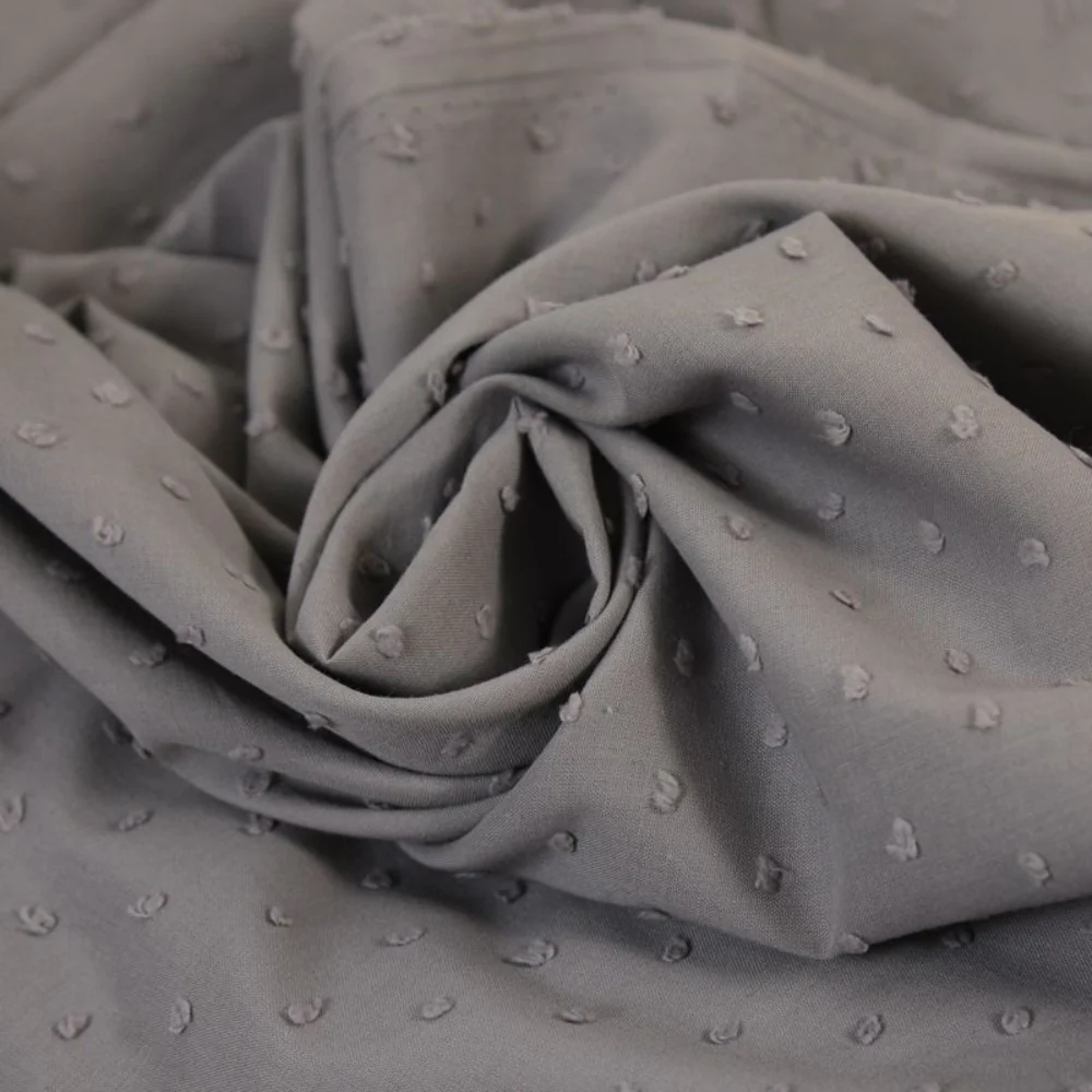 Voile de coton Plumetis gris - Image 2