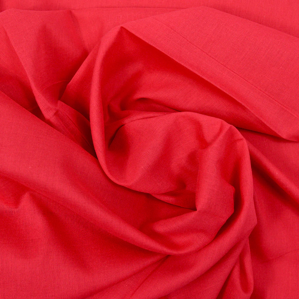Voile de coton rouge framboise - Image 2