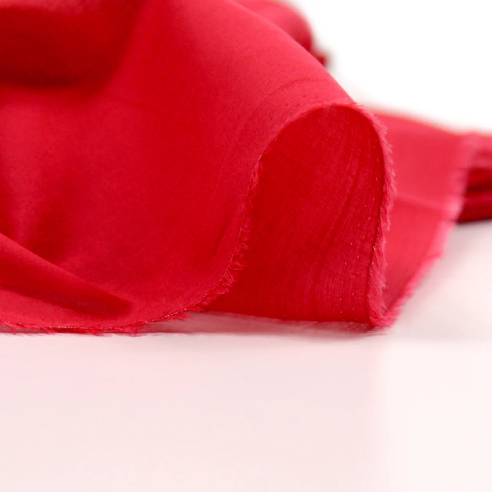 Voile de coton rouge framboise - Image 4