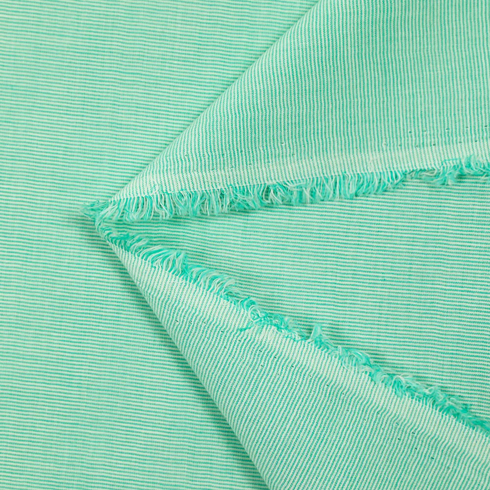 Voile de coton tissé-teint Abbie rayure blanche et menthe - Image 3