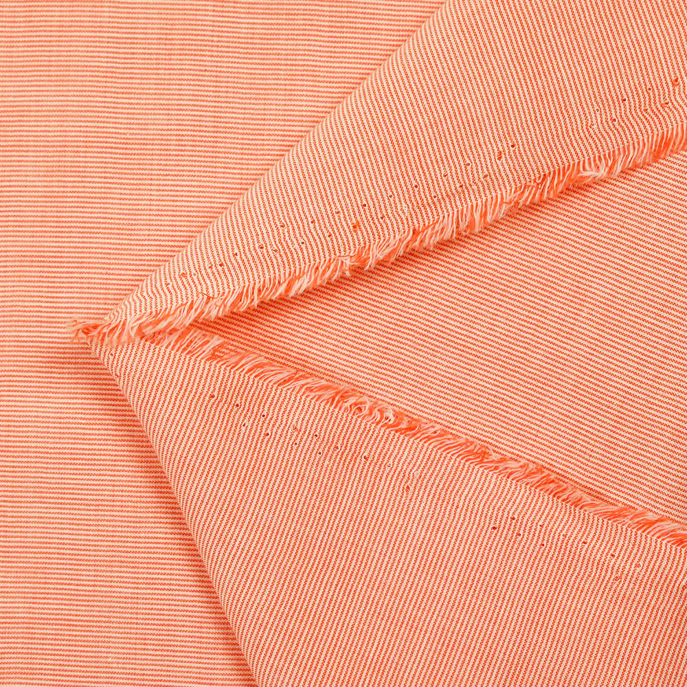 Voile de coton tissé-teint Abbie rayure blanche et orange - Image 3