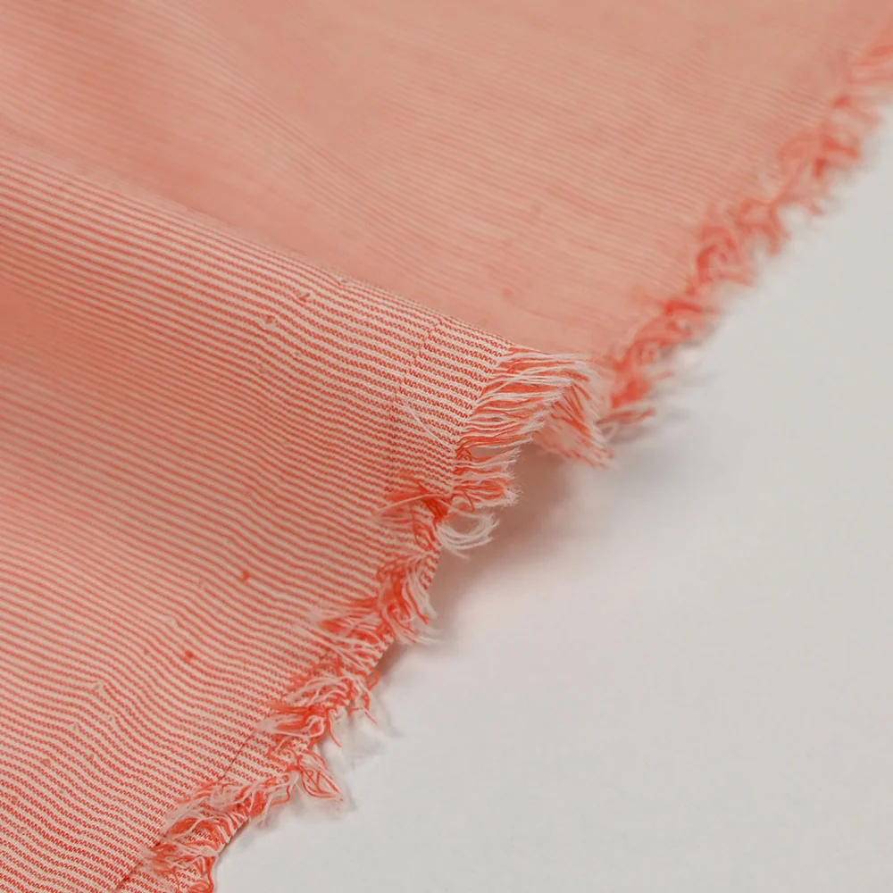 Voile de coton tissé-teint Abbie rayure blanche et orange - Image 4