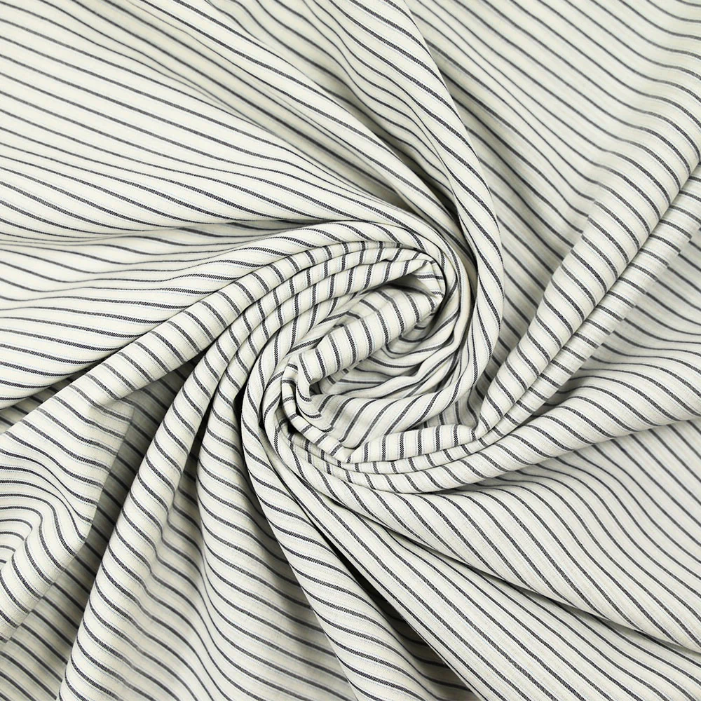 Voile de coton tissé-teint rayure bleue et blanche - Image 2