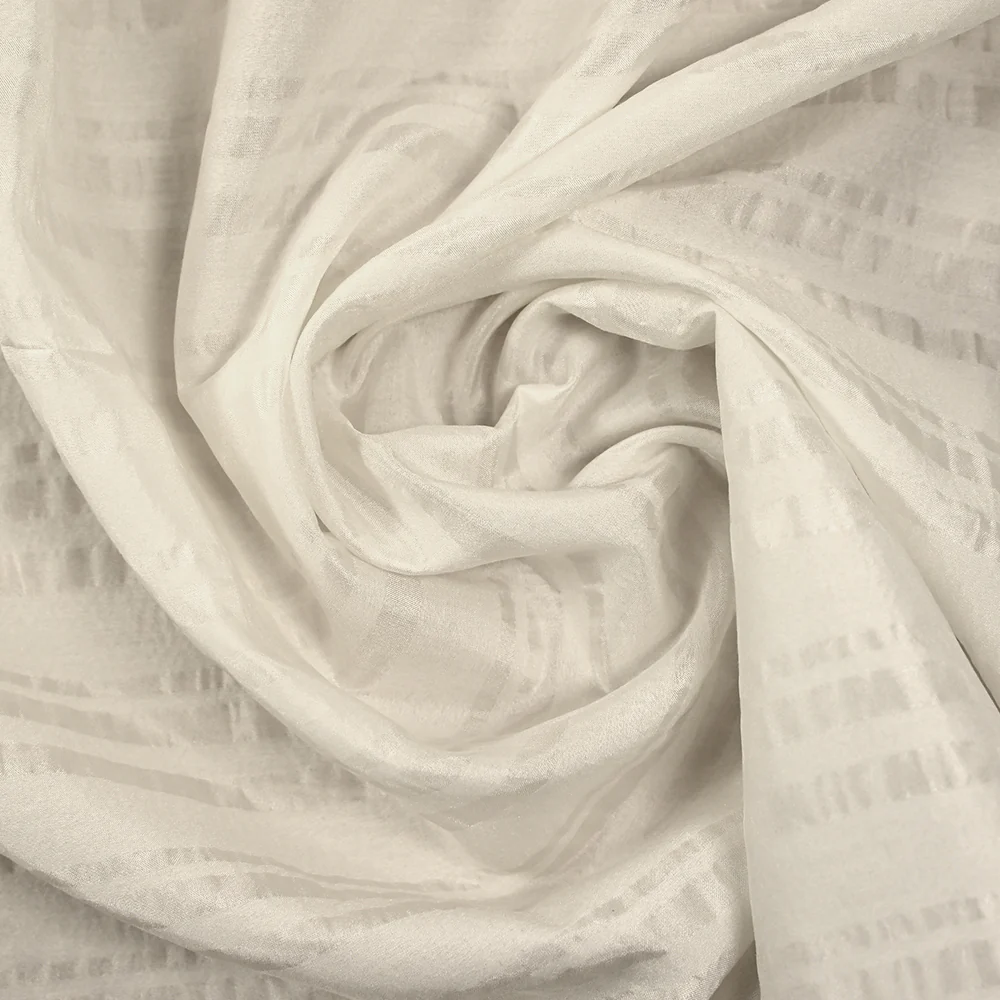 Voile de soie à bandes satin blanc cassé - Image 2
