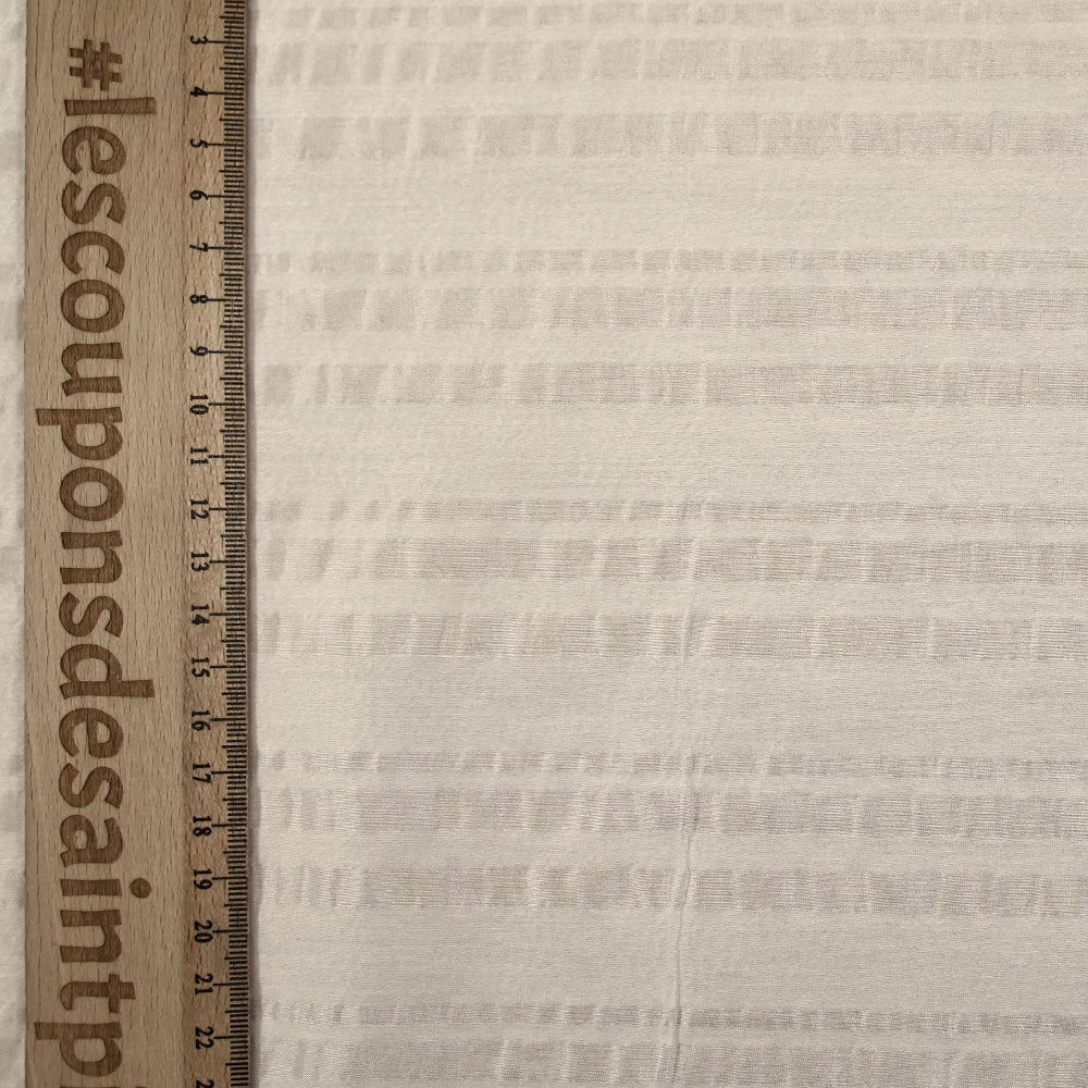 Voile de soie à bandes satin blanc cassé - Image 3