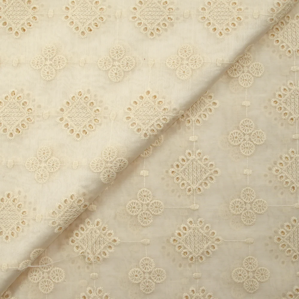Voile de tencel brodé festonné Lison ivoire - Image 5