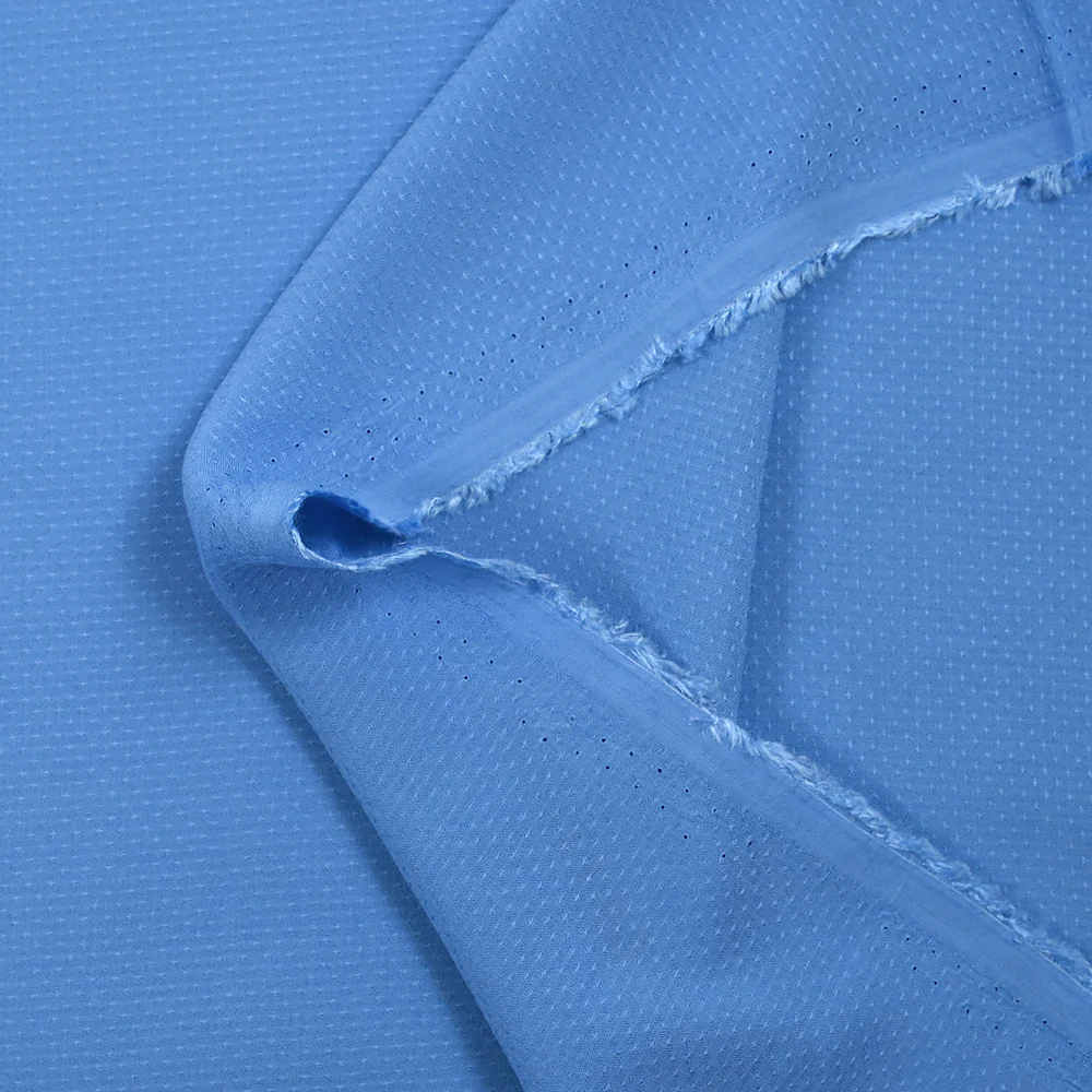 Voile de viscose jacquard satiné Sana bleu bleuet - Image 5