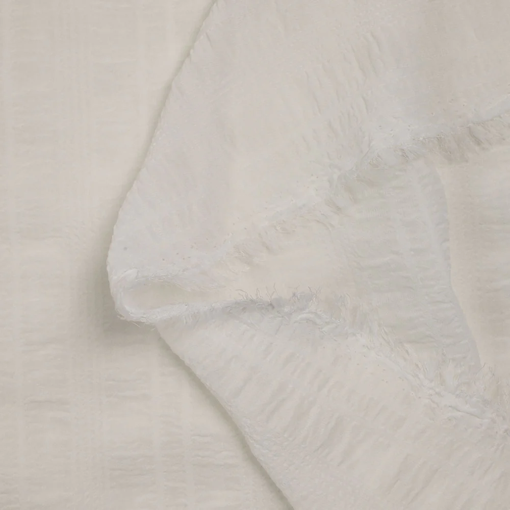 Voile seersucker polyester transparent blanc - Image 3